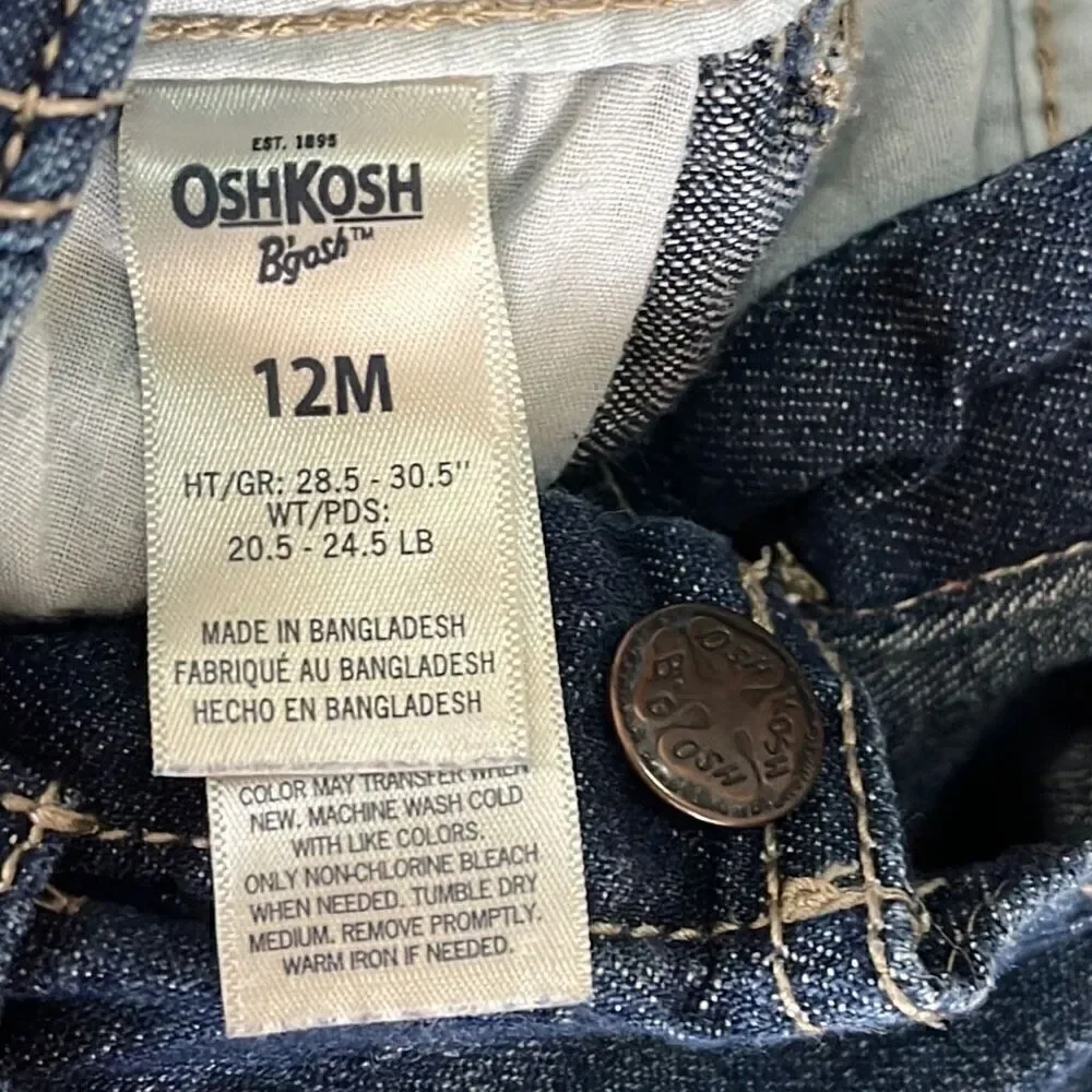 Oshkosh by gosh 12 month girls denim overalls.